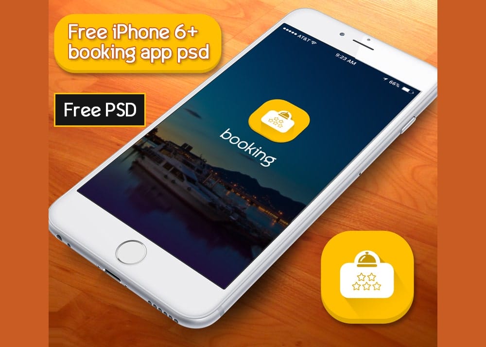Free Booking App UI PSD for iPhone 6+