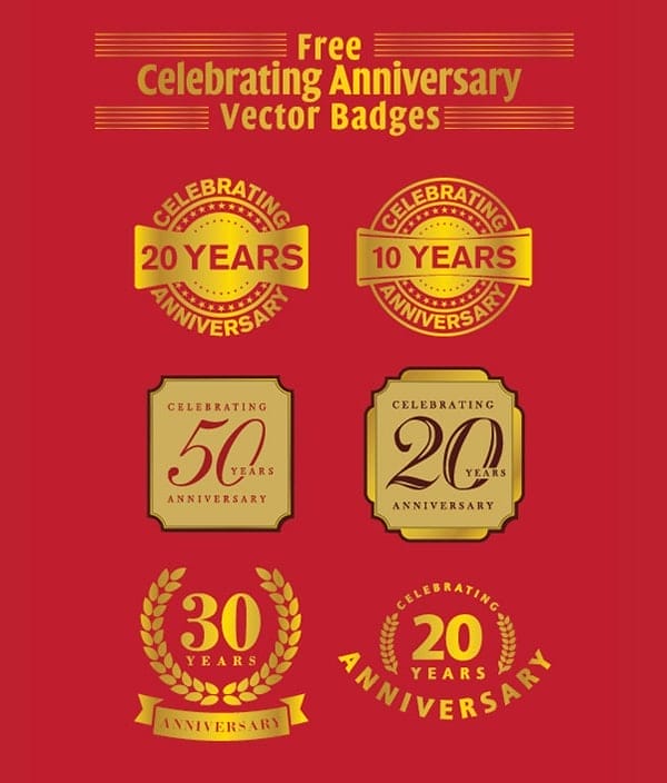 Free Celebrating Anniversary Vector Badges 