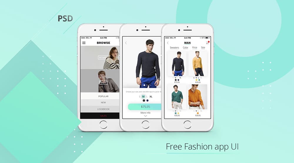 Free Fashion App UI PSD