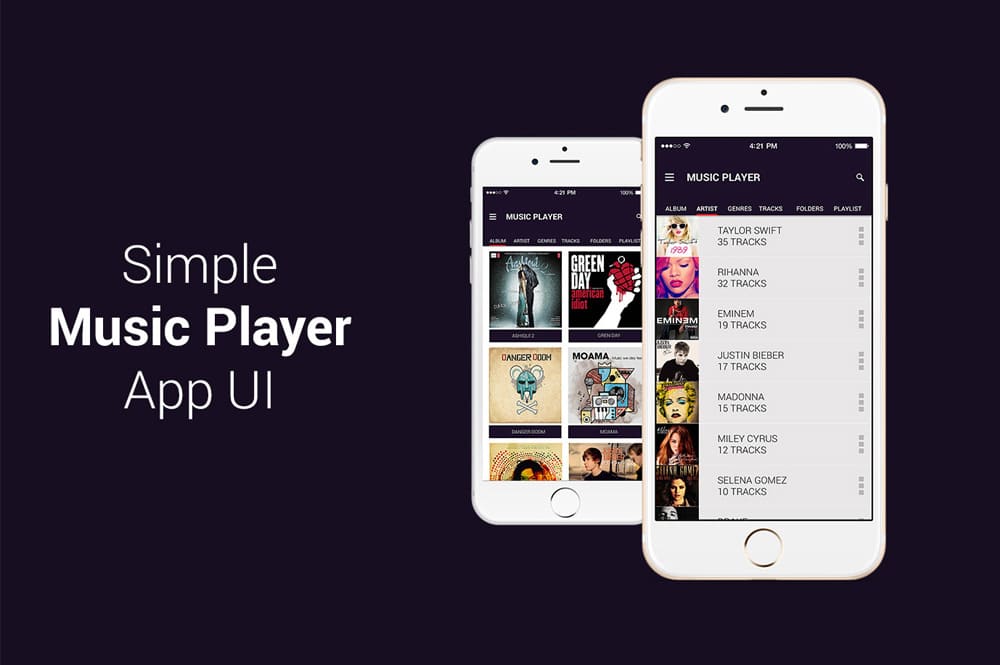 Free Music Player App UI PSD