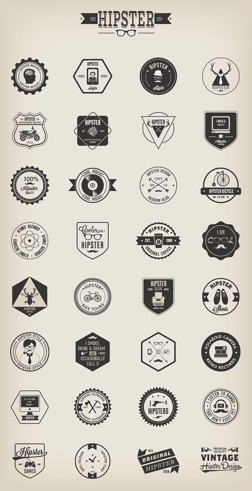 Free Vector Hipster Badges