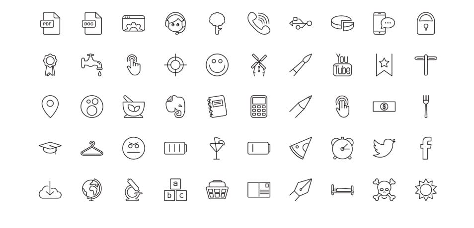 Free Vector Line Icons Set - 50 icons