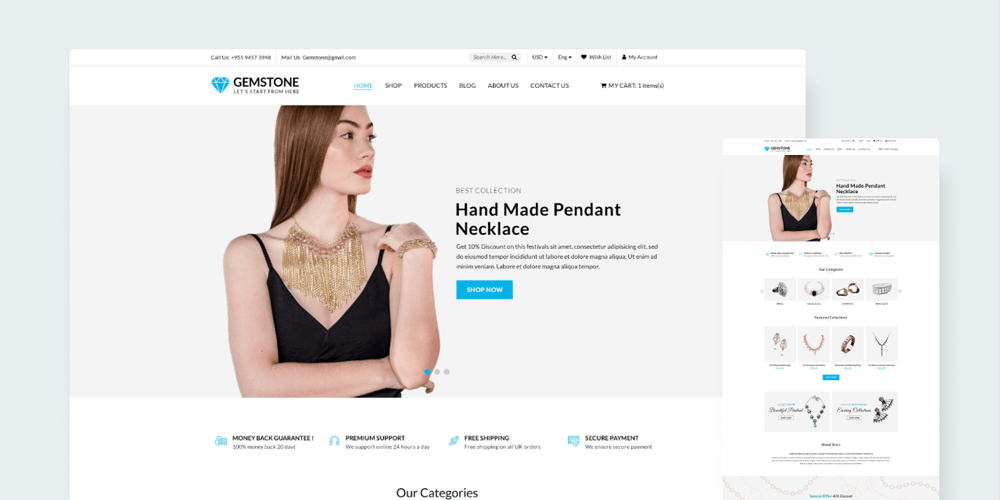 Free Ecommerce Web Templates PSD 16 Gemstone