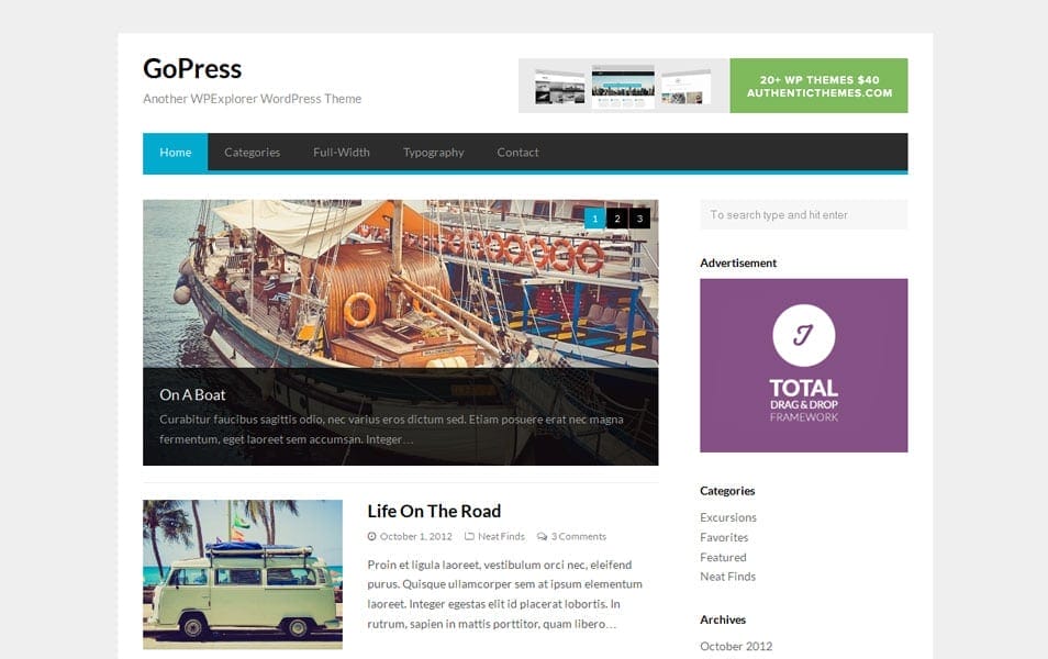 GoPress Free WordPress Magazine Theme
