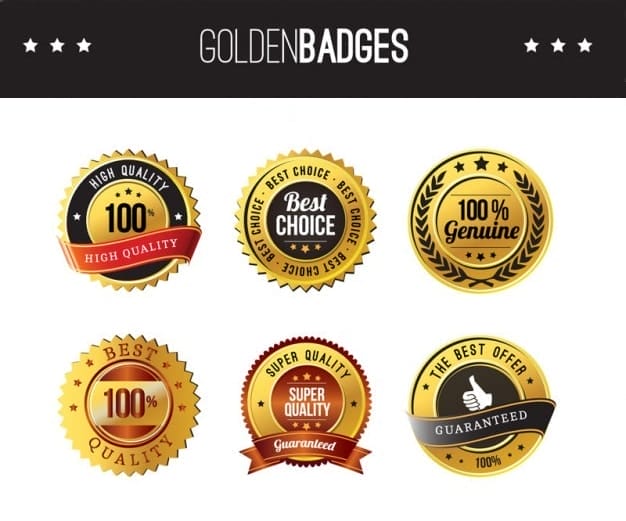 High quality golden badges