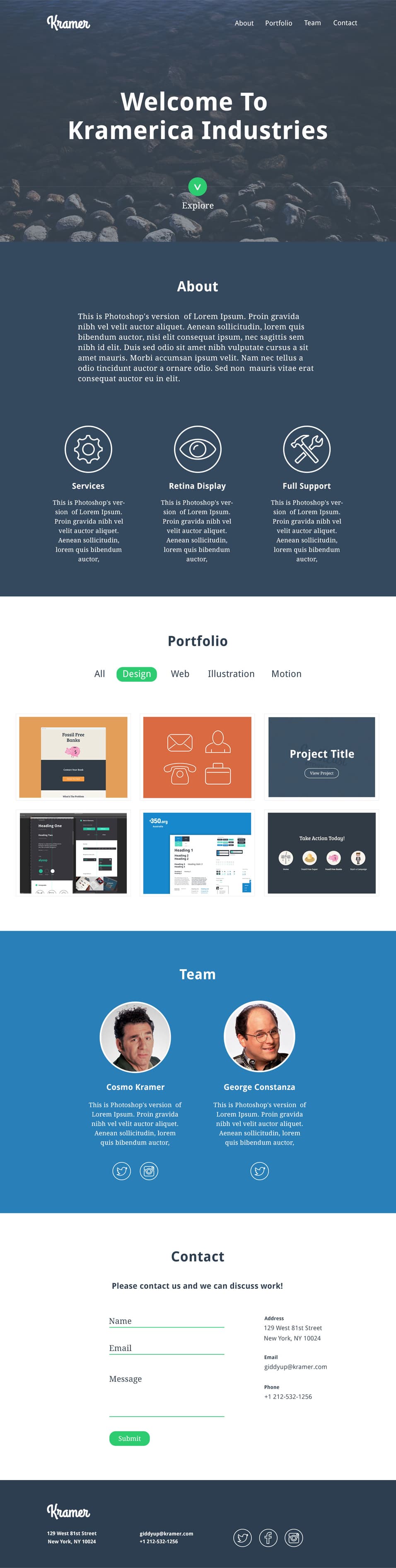 Kramer One Page Portfolio PSD