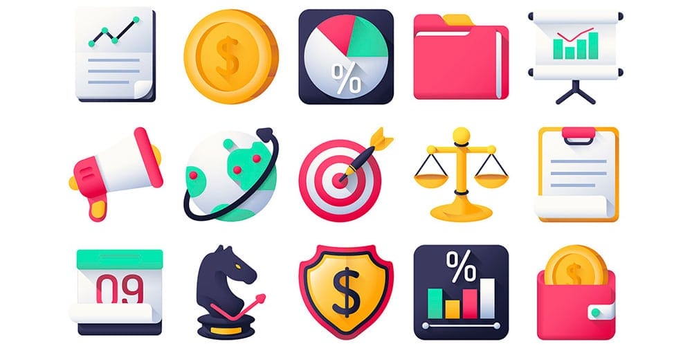 Latest Collection of Free SVG Icons & Illustrations 232 Marketing Content Colorful Icons