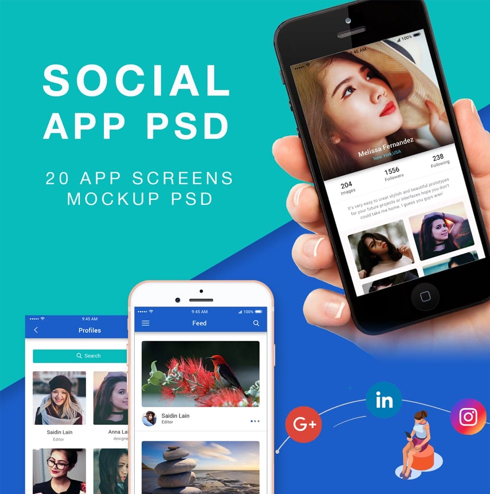 Material Design Social App UI PSD
