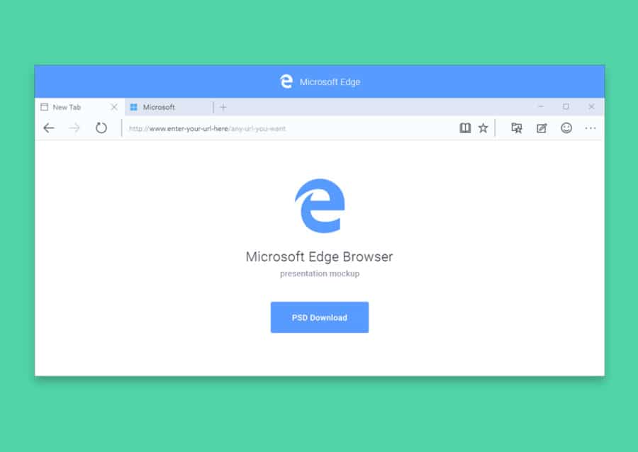 Microsoft Edge Browser Mockup PSD