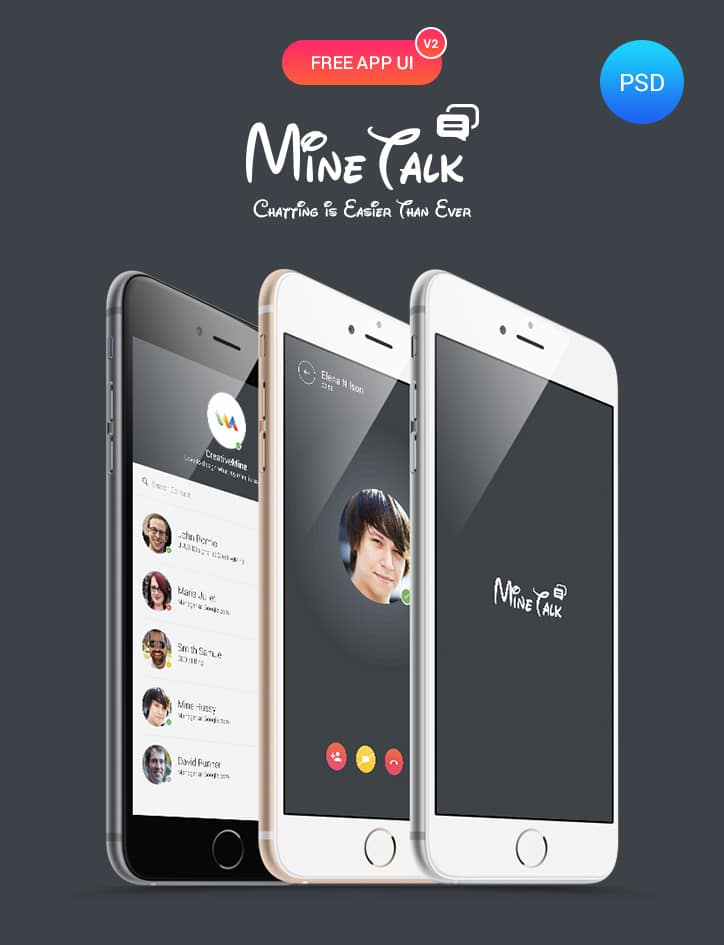 MineTalk App UI PSD 