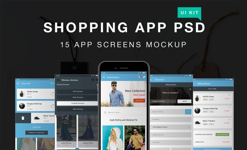 Modern and Stylish Shopping App UI PSD