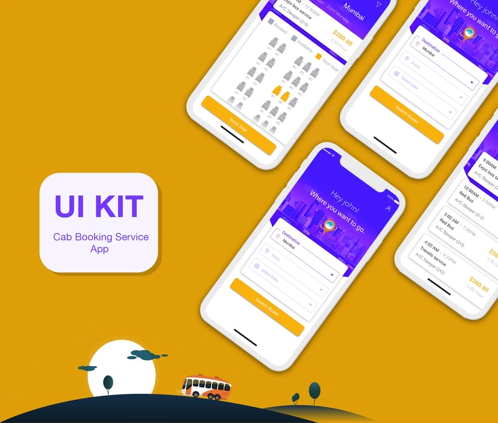 Online Bus Tickets Booking Mobile App UI PSD