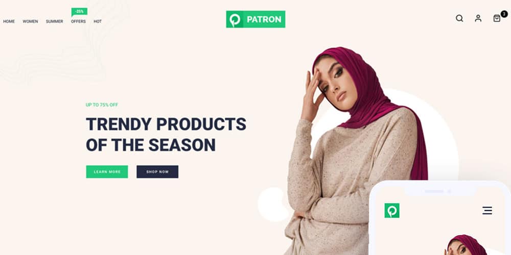 Patron Modern And Minimalistic E-Commerce PSD Website
