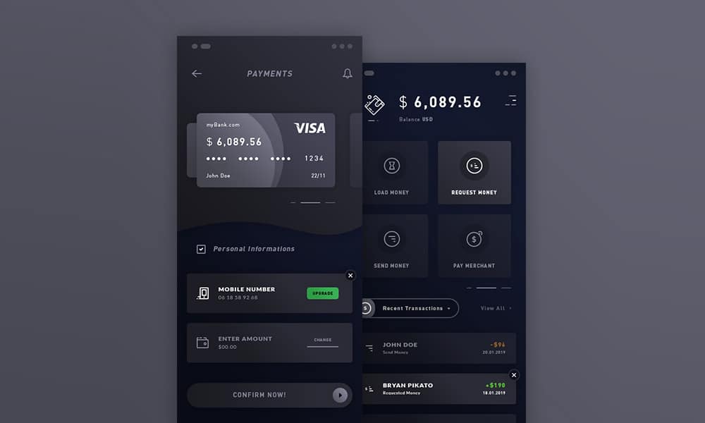 Payments Wallet iOS App PSD