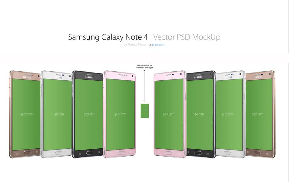 Samsung Galaxy Note 4 3/4 PSD MockUp