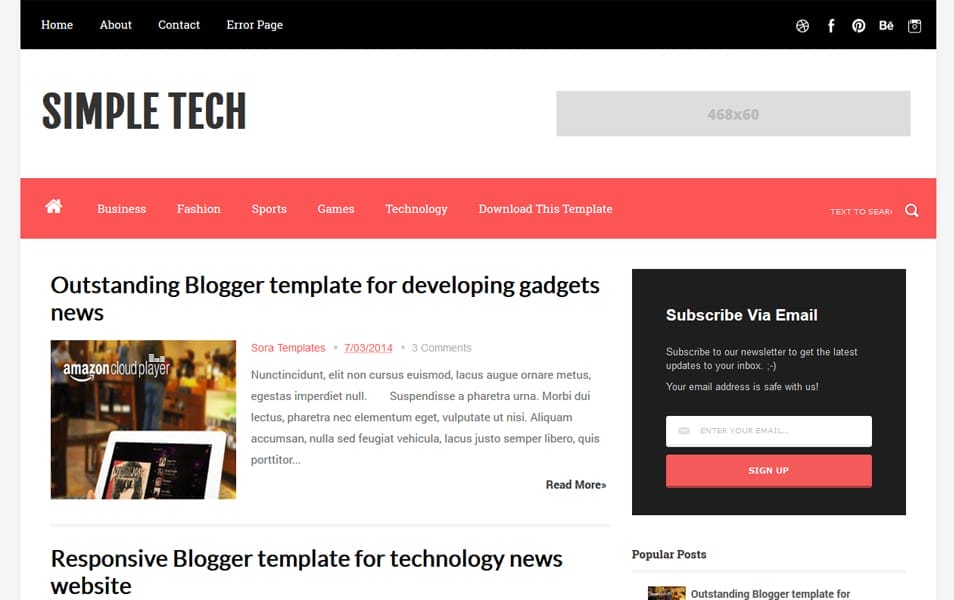 Simple Tech Responsive Blogger Template