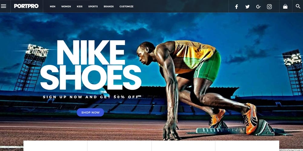 Sports Store E commerce Web Template PSD