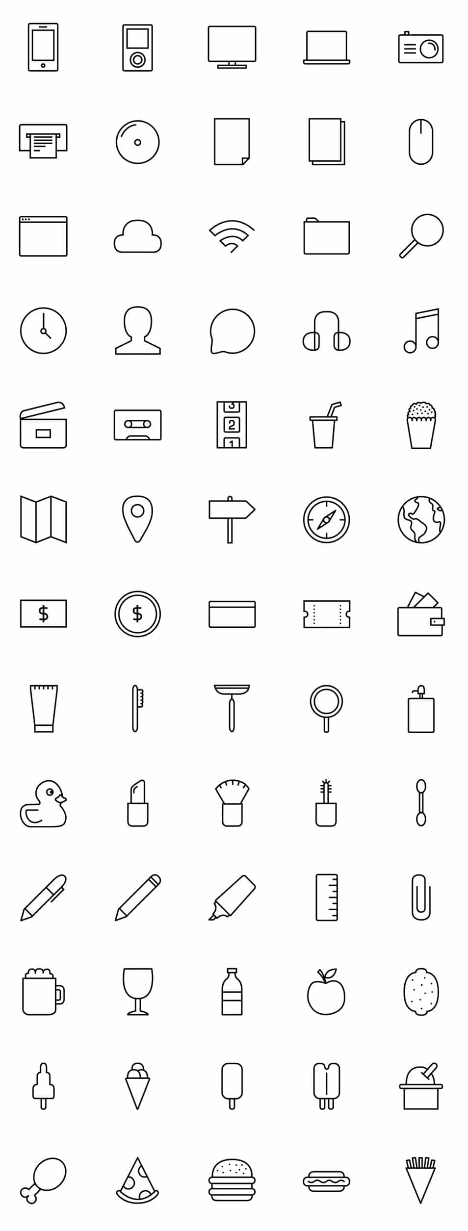Stripes & Co – A Line-Styled Icon Set (65 Icons)