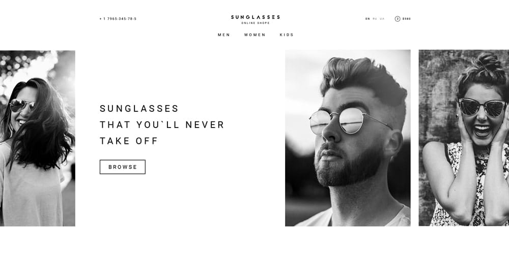 Sunglasses Store Online Web Template PSD