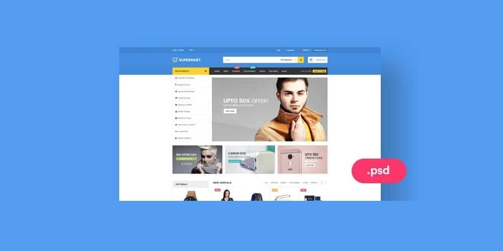 Supermart - Free E commerce Web Template PSD