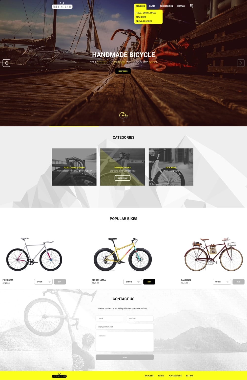 The Bike Shop Free Home Page PSD