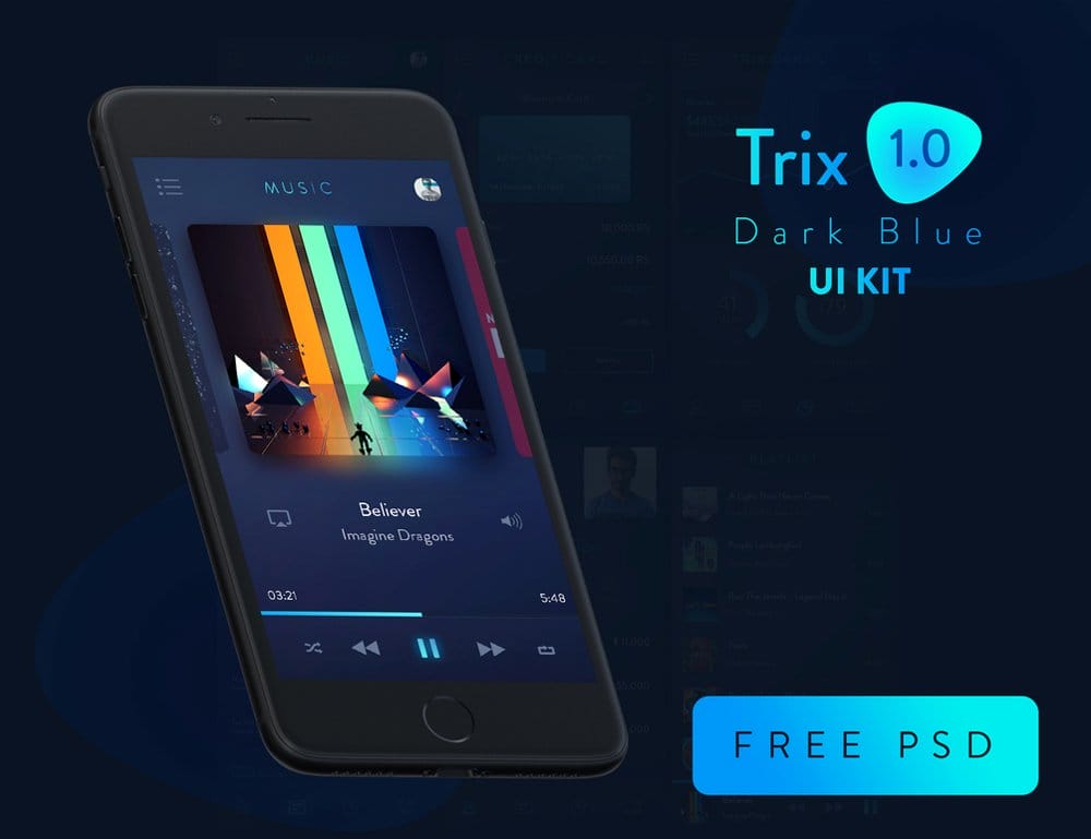 Trix Dark Blue UI Kit PSD