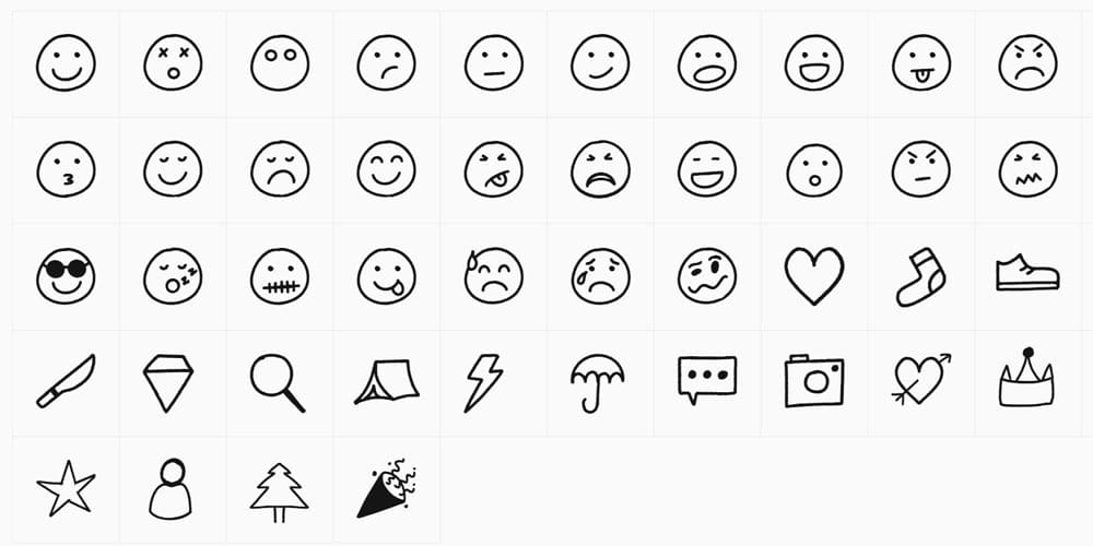 Latest Collection of Free SVG Icons & Illustrations 54 beedii hand drawn emoji font