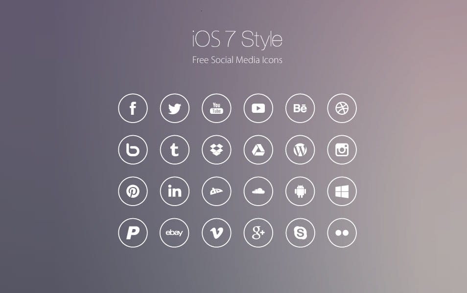 iOS7 Style Social Media Line Icon set