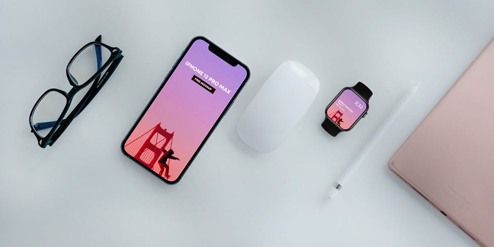 iPhone 12 PRO Max and Apple Watch Mockup