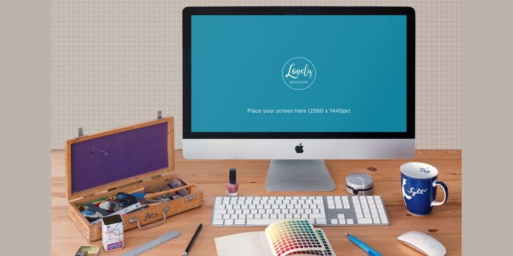 Free Workspace Mockup Design Templates Css Author Apple Imac On Office Desk