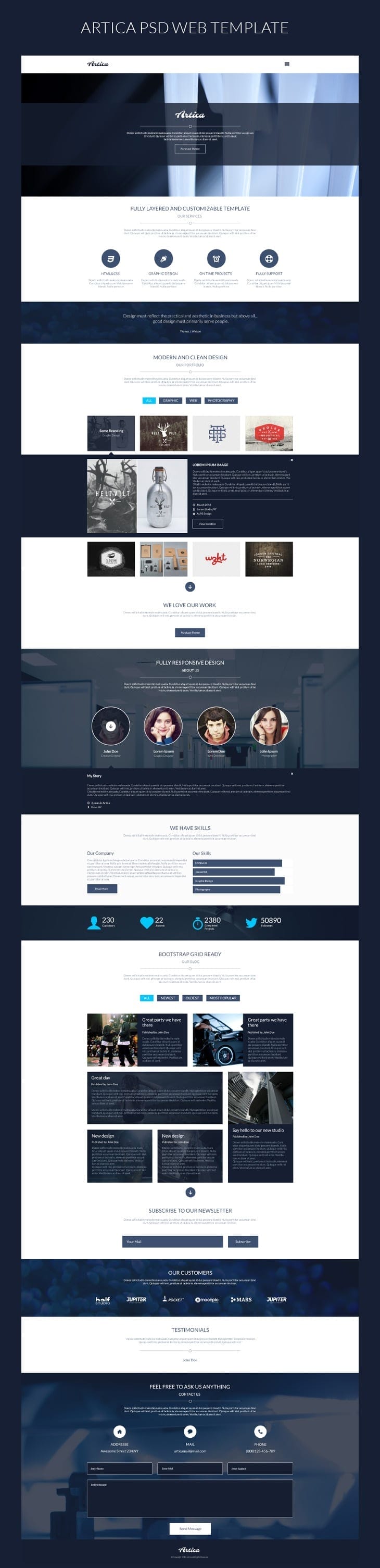 Artica PSD One Page Web Template