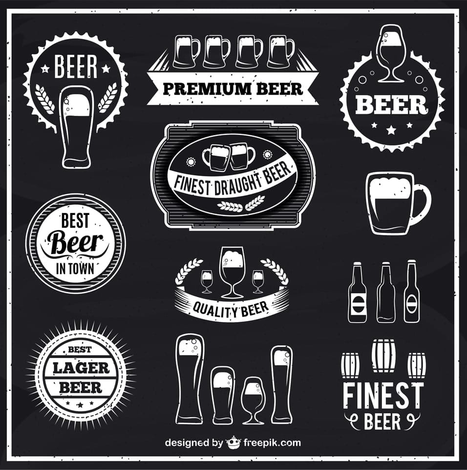 Black and white beer labels