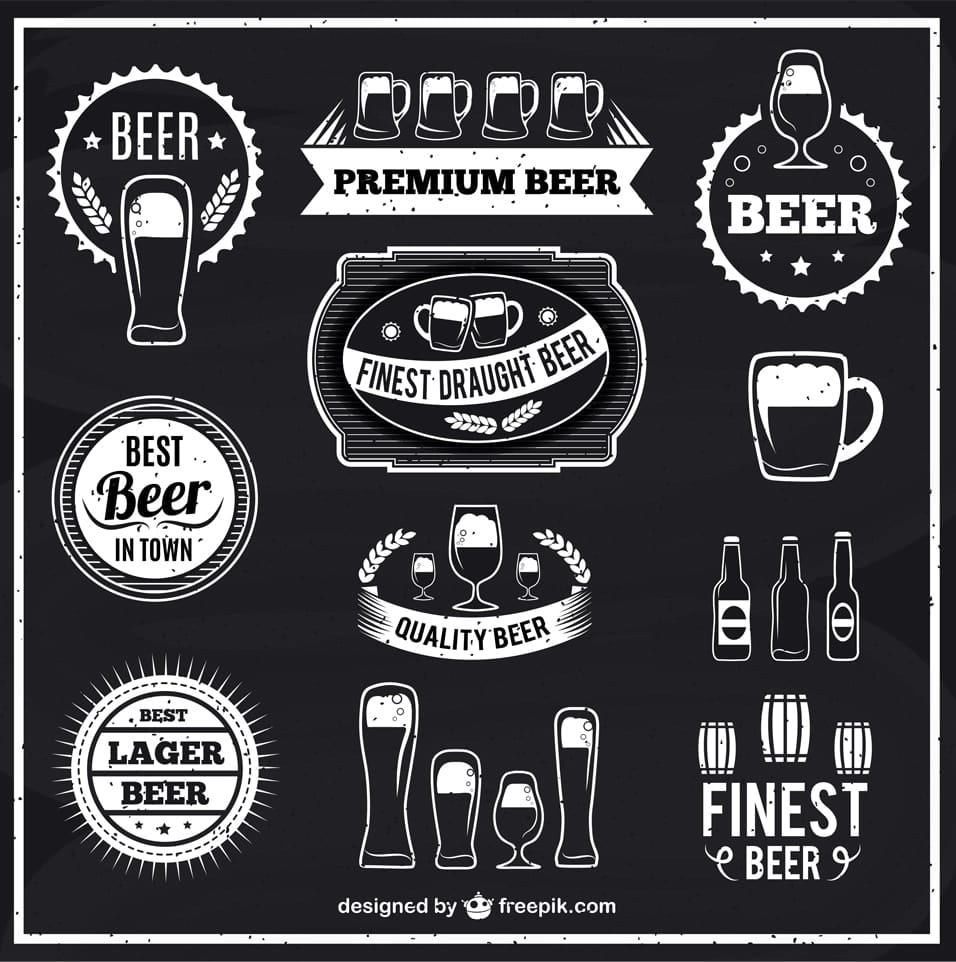 Black and white beer labels