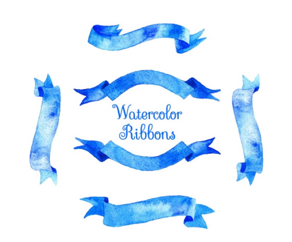 Blue watercolor ribbons