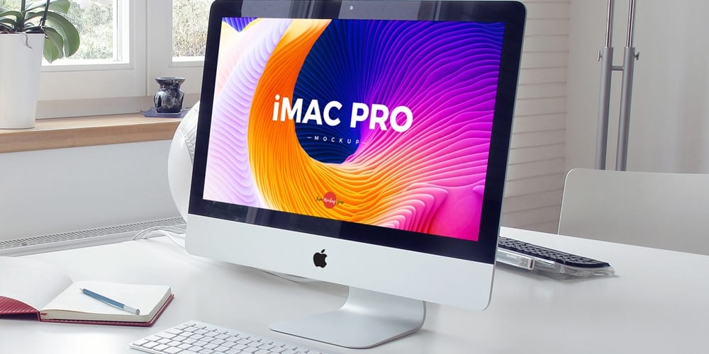 Elegant Interior iMac Pro Mockup PSD