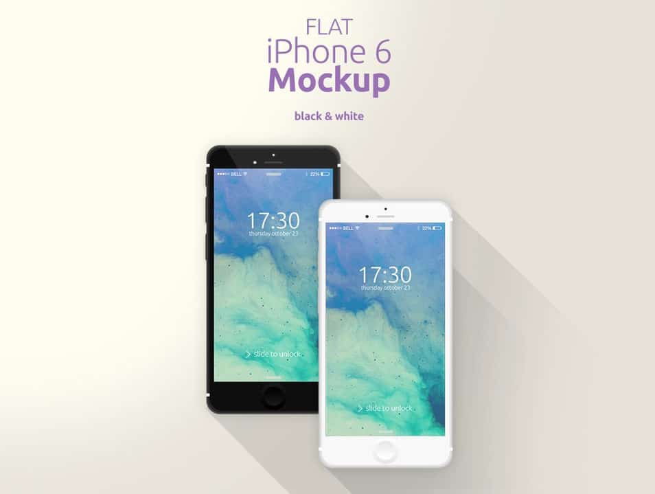 Flat iPhone 6 Mockup [Black & White]
