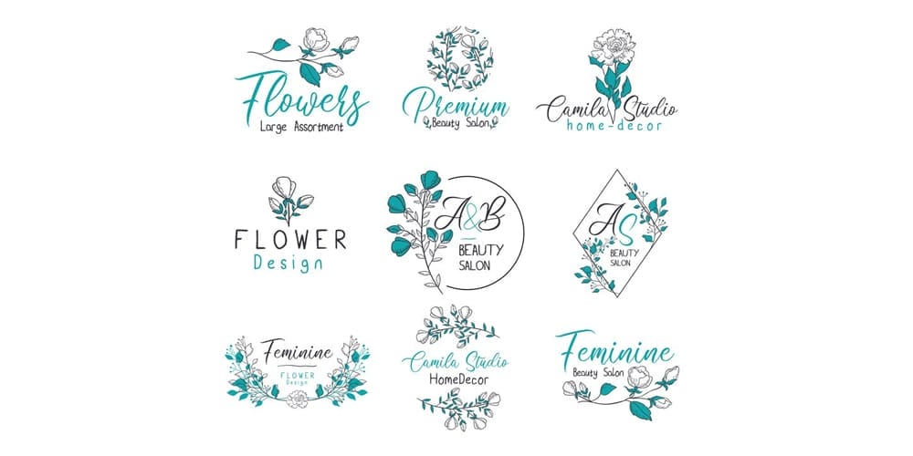 Floral Event Planner Monogram Logo Set