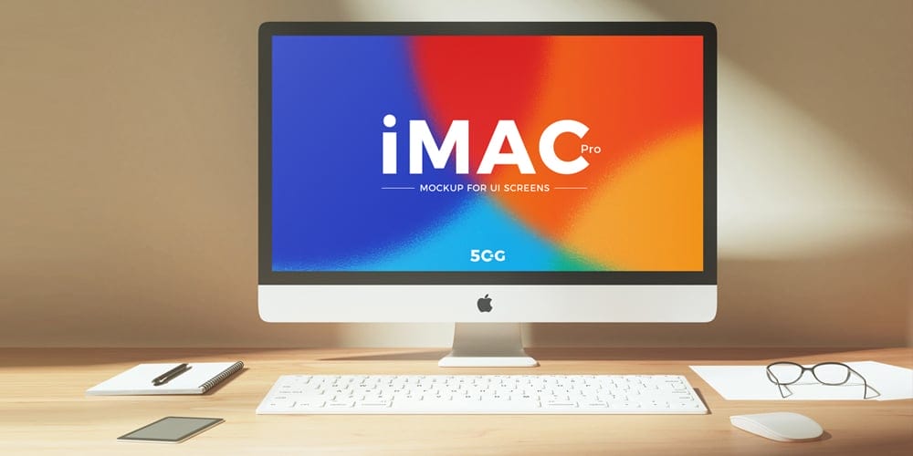 Free Workplace iMac Pro Mockup PSD 