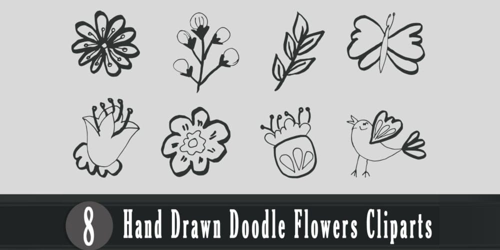Handmade Doodle Flowers Cliparts