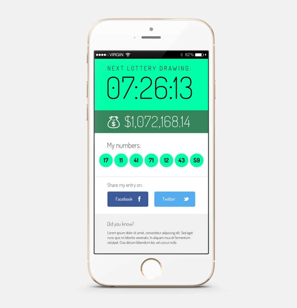 Lottery app iOS screen
