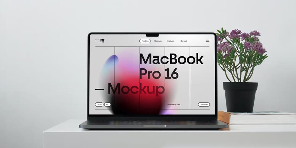 MacBook Pro On The Cabinet Mockup