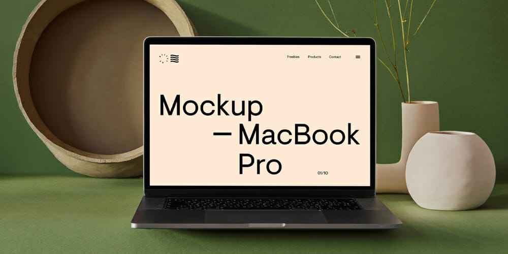 MacBook Pro with Vase Mockup