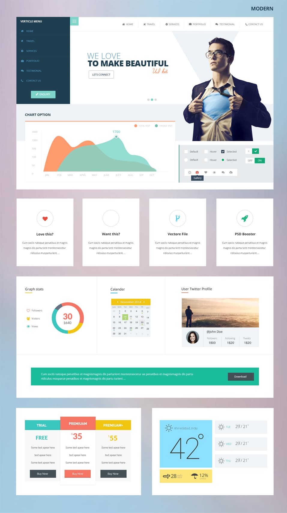 50+ Latest Free UI Kit PSD Collection - Css Author