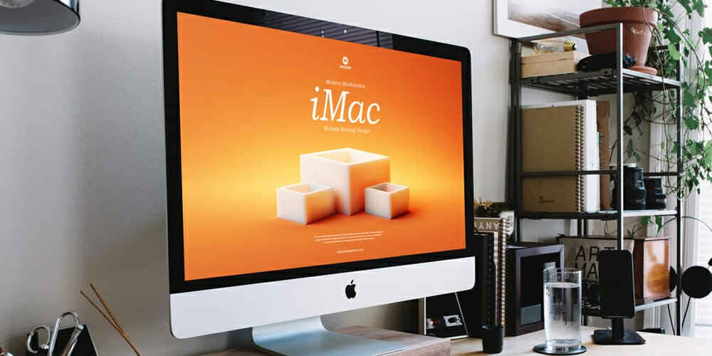 Modern Workstation iMac Website Mockup