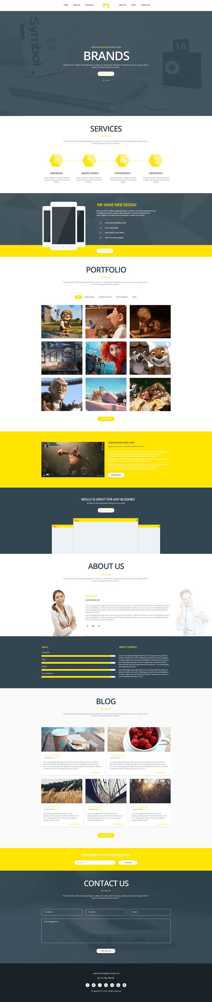 Molly Free PSD Creative Single Webpage Template