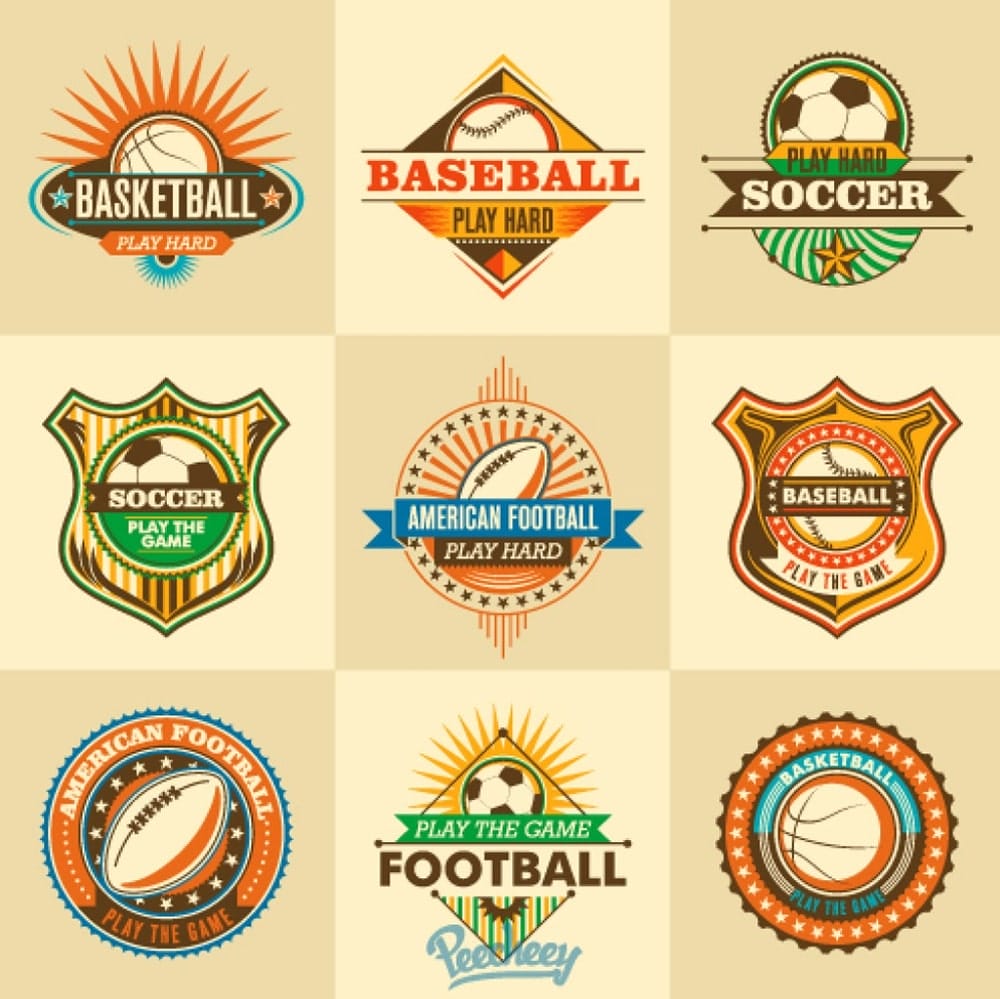 Retro sports stickers vector