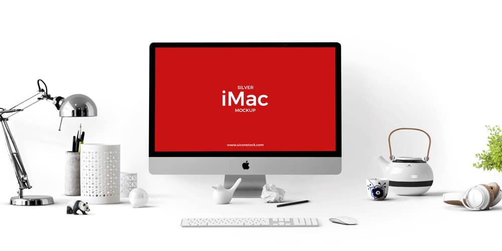 Silver iMac Mockup Template PSD
