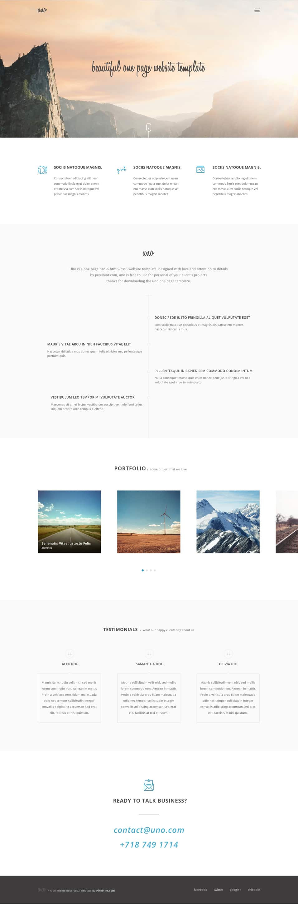 no Free Elegant One Page Single Page Website Template PSD