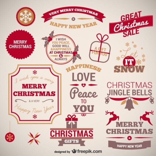 Vintage Christmas Badges Collection Vector