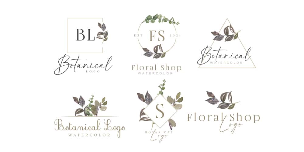 Watercolor Botanical Logo Pack
